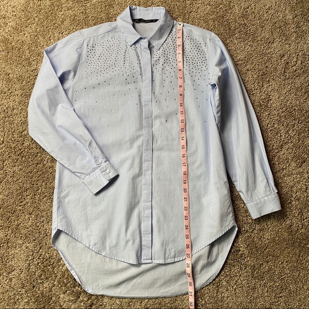 ZARA Rhinestone Embellished Button-Down Tunic S - Picture 5 of 6